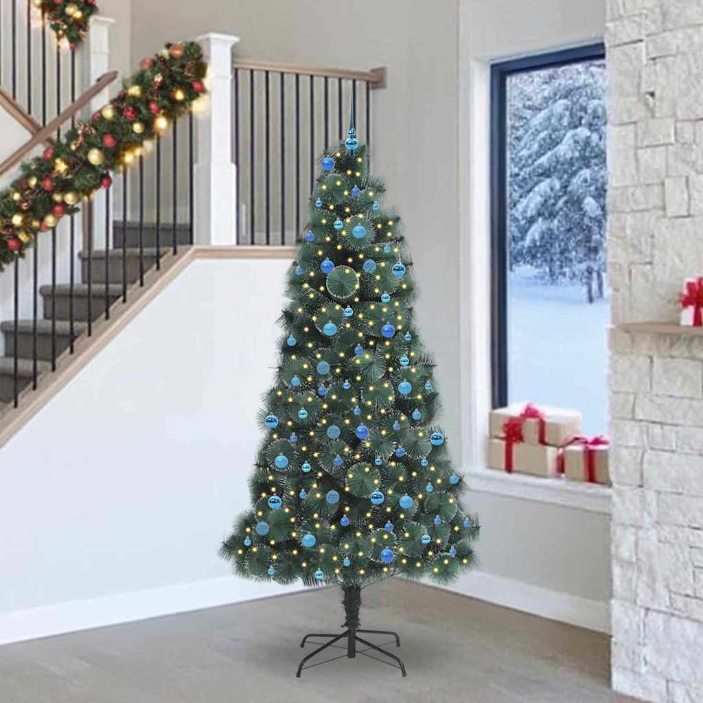 vidaXL Künstlicher vorbeleuchteter Weihnachtsbaum mit Kugelset 240 cm