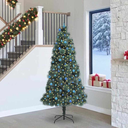 vidaXL Künstlicher vorbeleuchteter Weihnachtsbaum mit Kugelset 240 cm