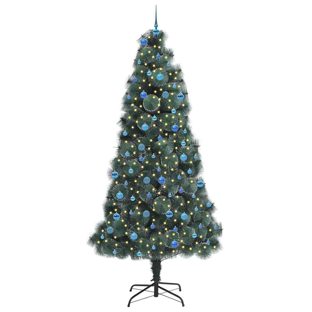 vidaXL Künstlicher vorbeleuchteter Weihnachtsbaum mit Kugelset 240 cm