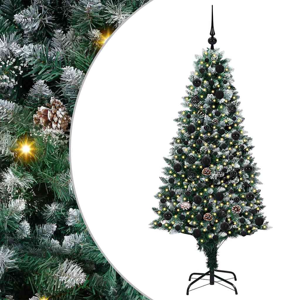 vidaXL Sapin de Noël artificiel avec 300 LED et support Vert 180 cm