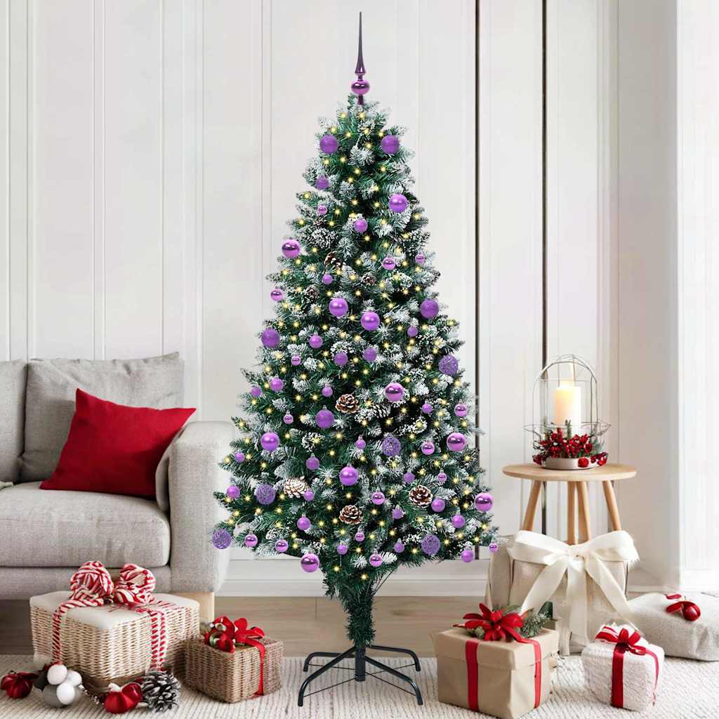 vidaXL Sapin de Noël artificiel avec 300 LED et support Vert 180 cm