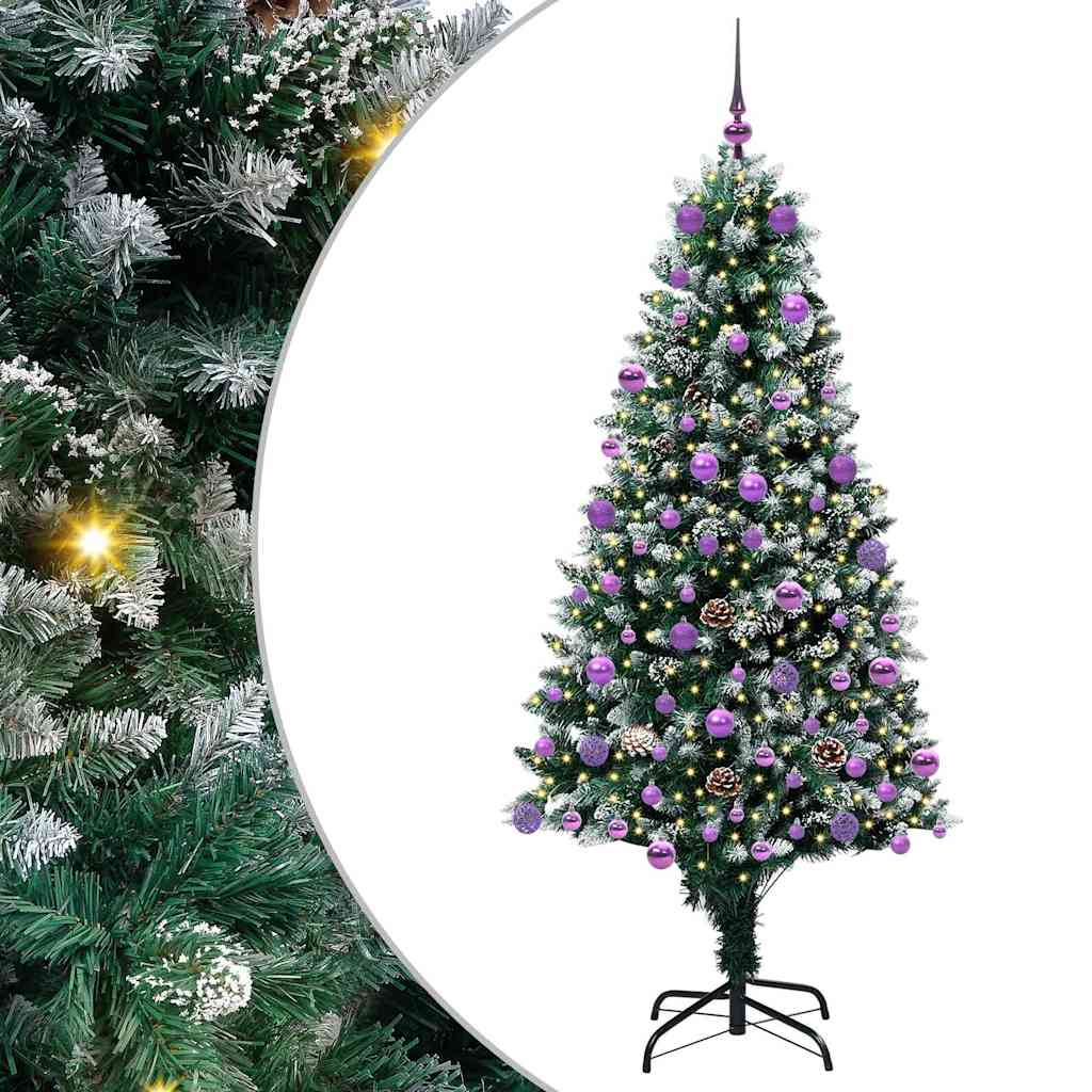 vidaXL Sapin de Noël artificiel avec 300 LED et support Vert 180 cm