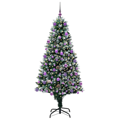 vidaXL Sapin de Noël artificiel avec 300 LED et support Vert 180 cm