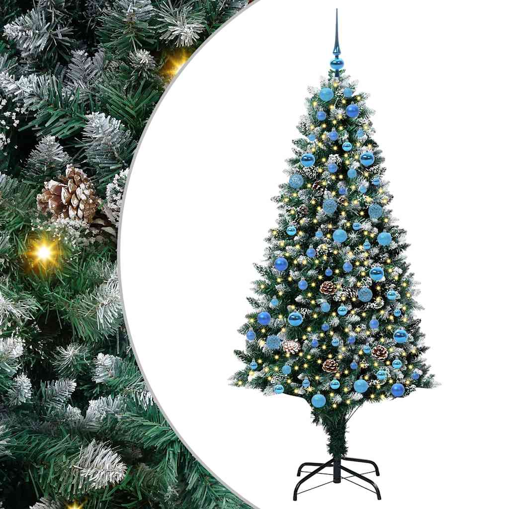 vidaXL Sapin de Noël artificiel avec 300 LED et support Vert 180 cm