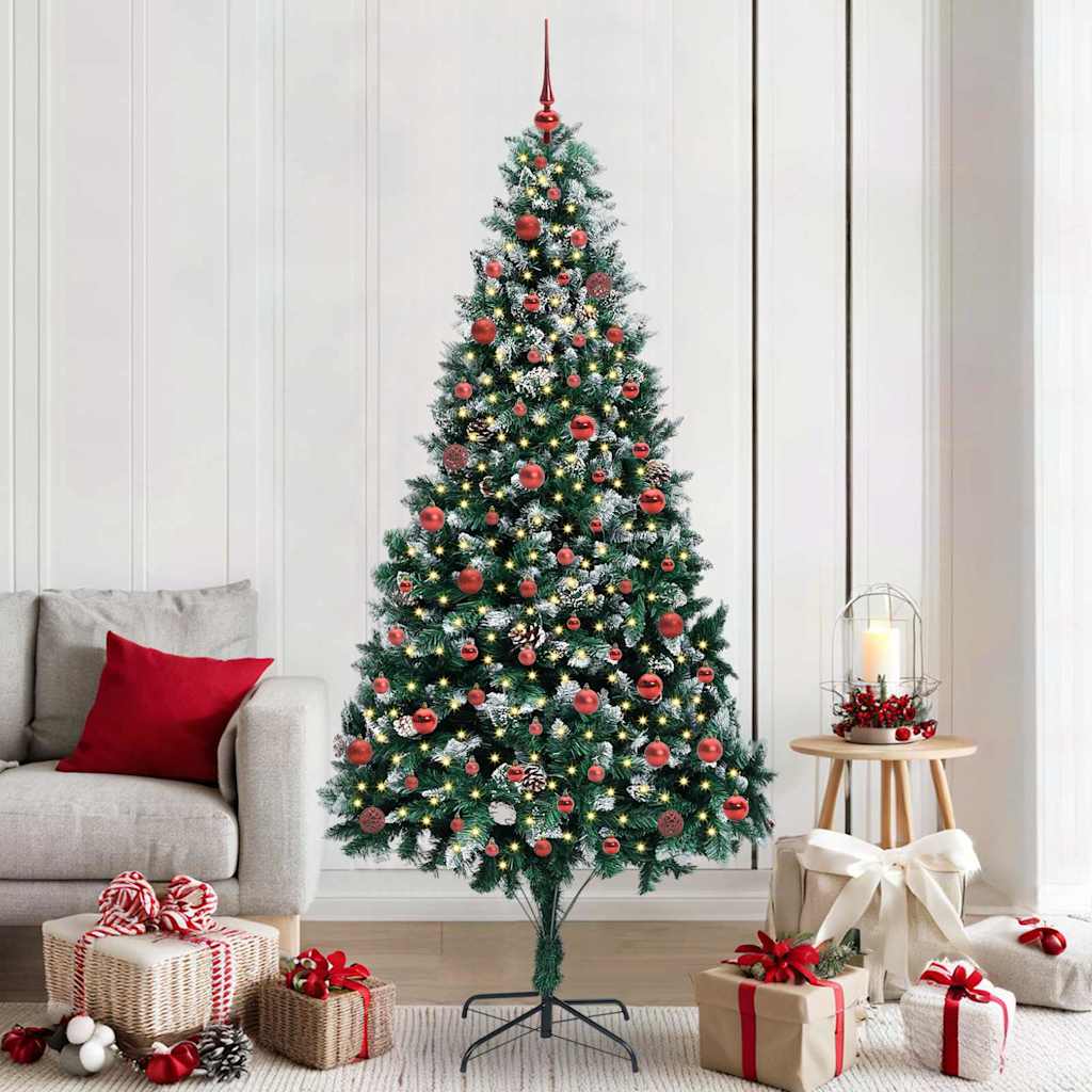 vidaXL Sapin de Noël artificiel avec 300 LED et support Vert 210 cm