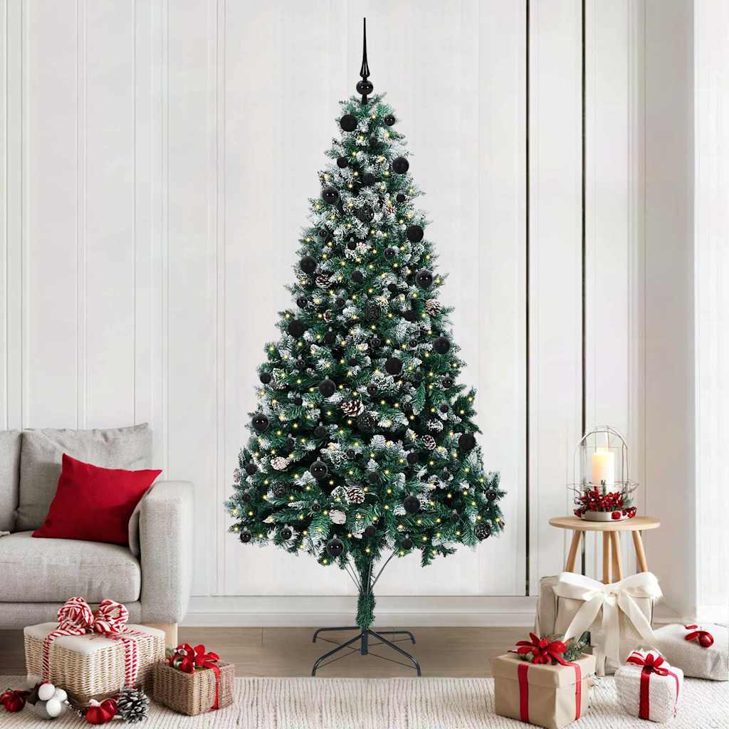 vidaXL Sapin de Noël artificiel avec 300 LED et support Vert 210 cm