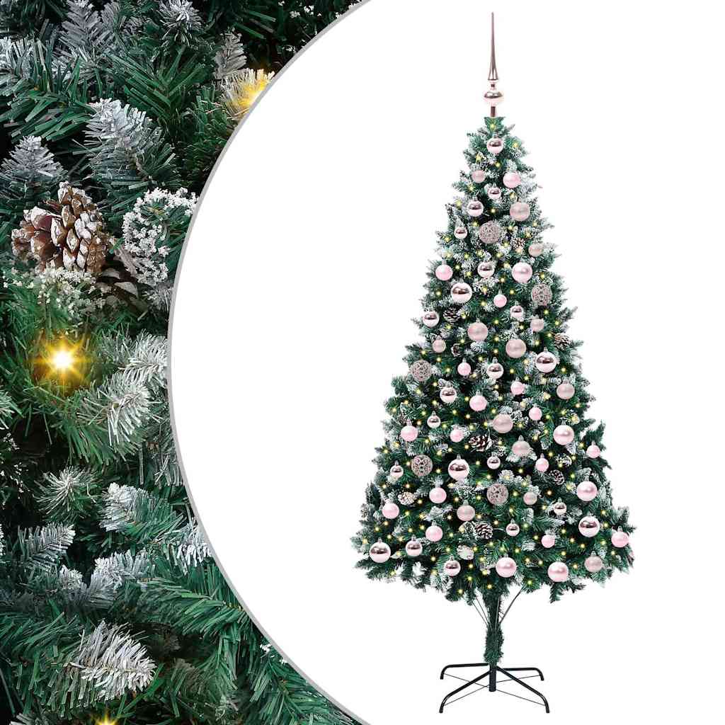 vidaXL Sapin de Noël artificiel avec 300 LED et support Vert 210 cm