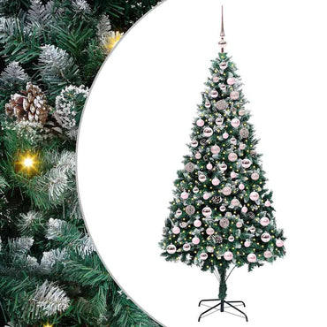 vidaXL Sapin de Noël artificiel avec 300 LED et support Vert 210 cm