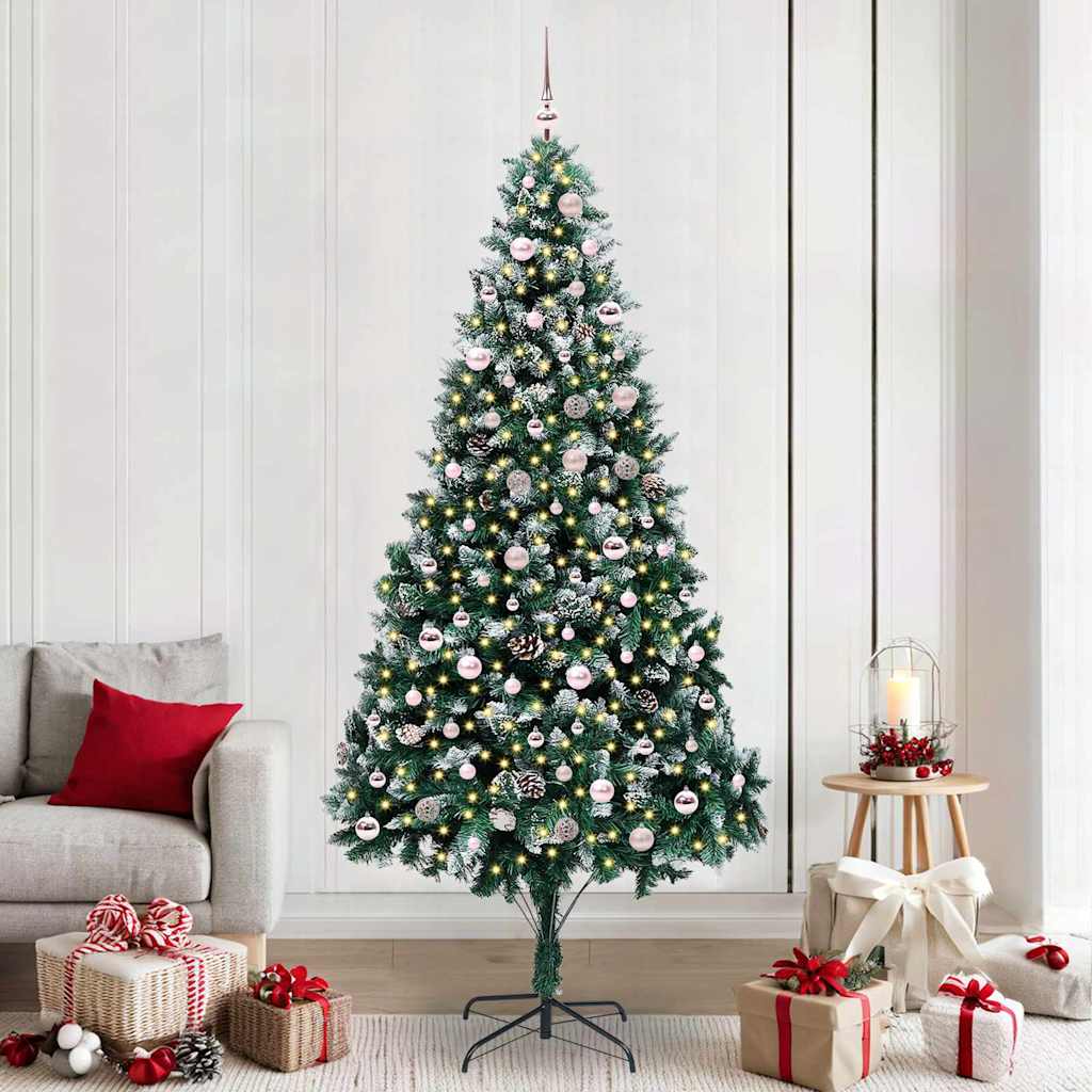 vidaXL Sapin de Noël artificiel avec 300 LED et support Vert 240 cm