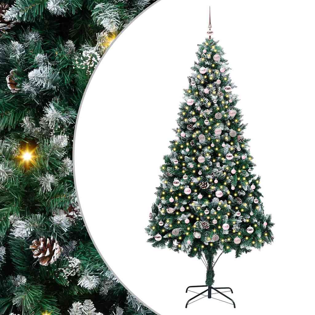 vidaXL Sapin de Noël artificiel avec 300 LED et support Vert 240 cm