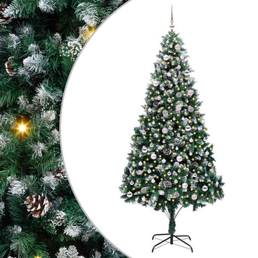 vidaXL Sapin de Noël artificiel avec 300 LED et support Vert 240 cm