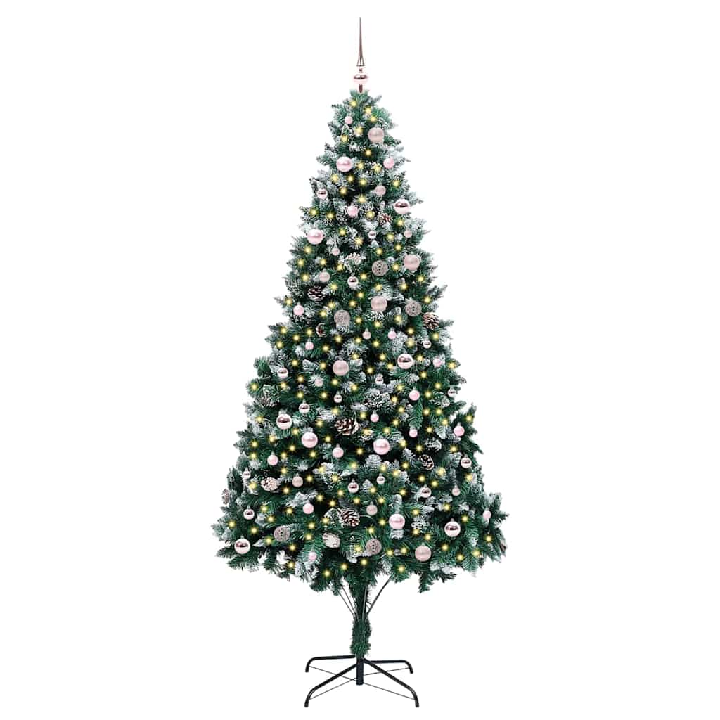 vidaXL Sapin de Noël artificiel avec 300 LED et support Vert 240 cm