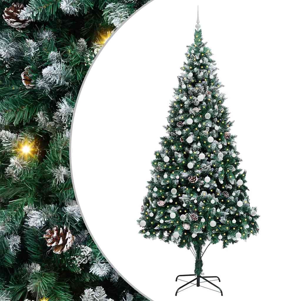 vidaXL Sapin de Noël artificiel avec 300 LED et support Vert 240 cm