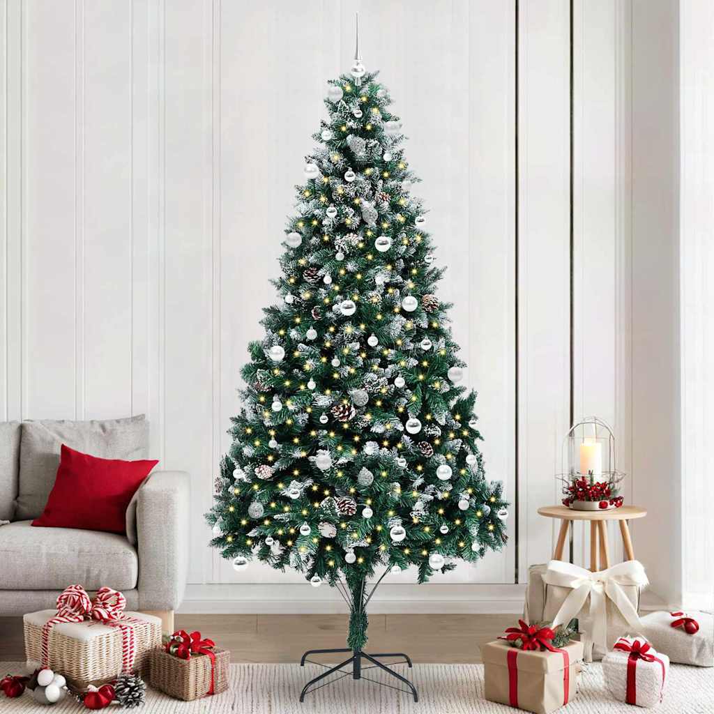 vidaXL Sapin de Noël artificiel avec 300 LED et support Vert 240 cm