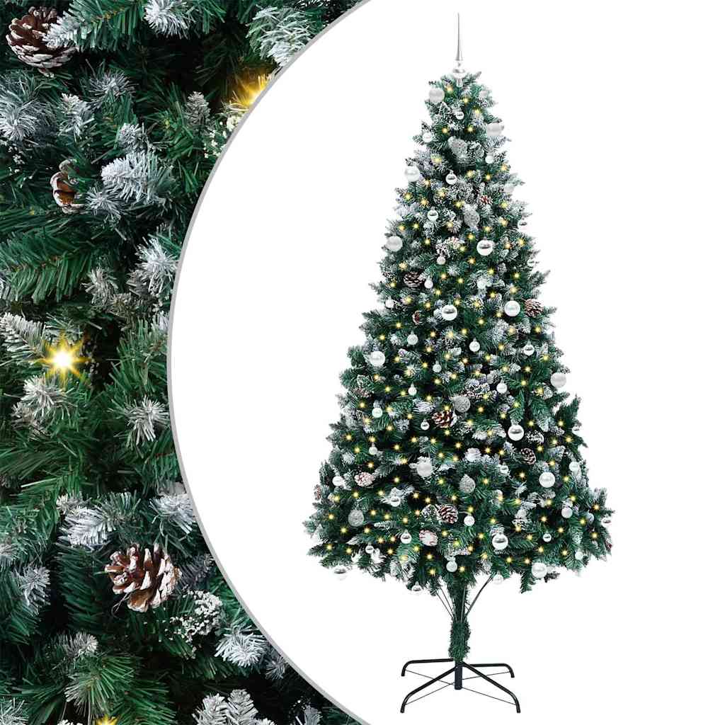 vidaXL Sapin de Noël artificiel avec 300 LED et support Vert 240 cm