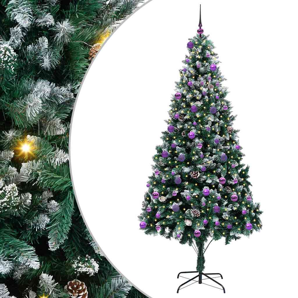 vidaXL Sapin de Noël artificiel avec 300 LED et support Vert 240 cm