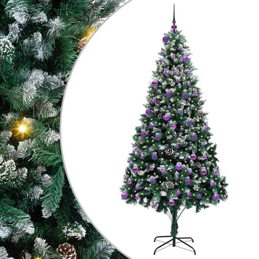 vidaXL Sapin de Noël artificiel avec 300 LED et support Vert 240 cm