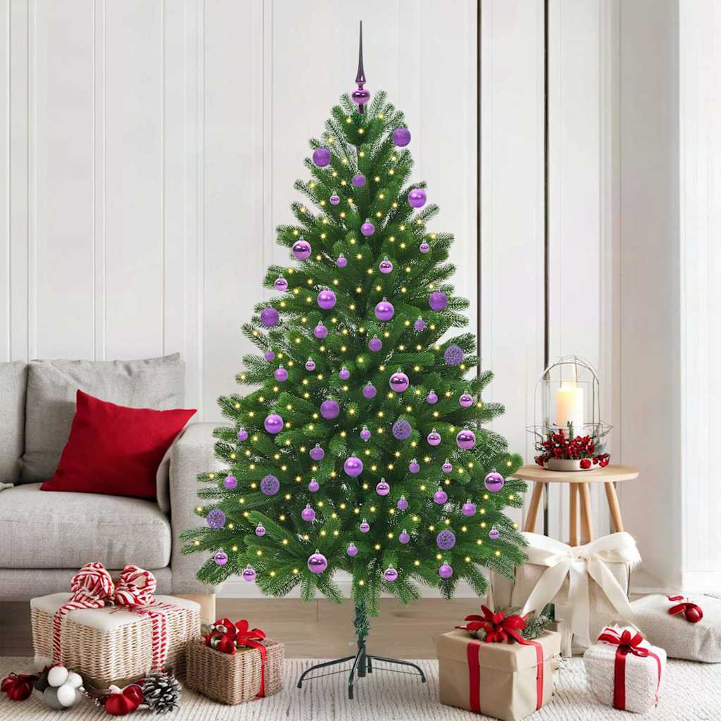vidaXL Weihnachtsbaum mit 300 LEDs mit Ständer Grün 180 cm PE