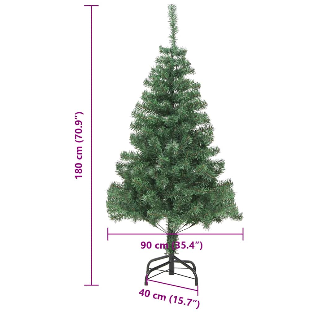 vidaXL Weihnachtsbaum mit 300 LEDs mit Ständer Grün 180 cm PVC