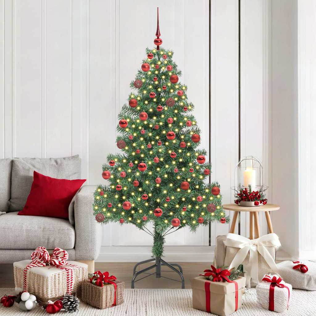 vidaXL Weihnachtsbaum mit 300 LEDs mit Ständer Grün 180 cm PVC