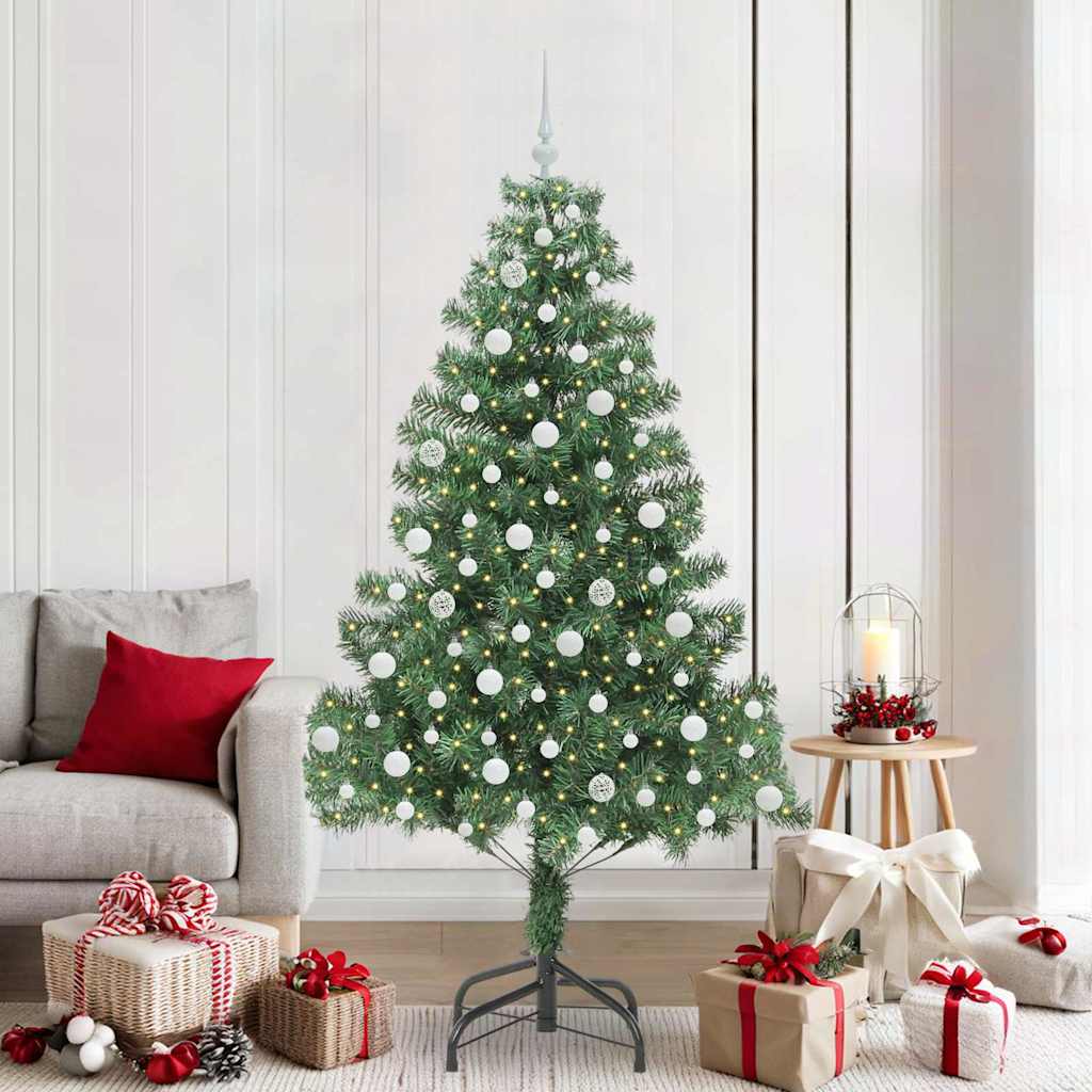 vidaXL Weihnachtsbaum mit 300 LEDs mit Ständer Grün 210 cm PVC