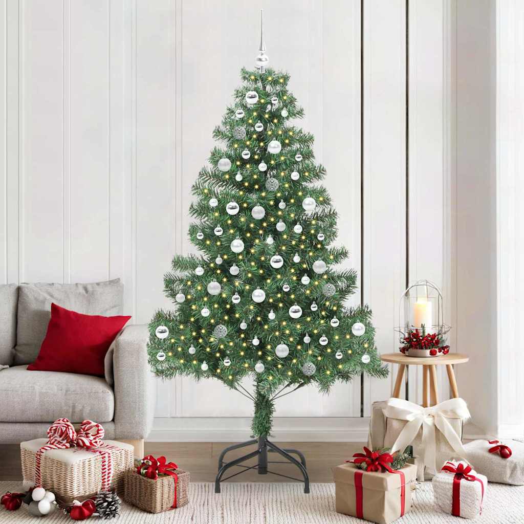vidaXL Weihnachtsbaum mit 300 LEDs mit Ständer Grün 210 cm PVC