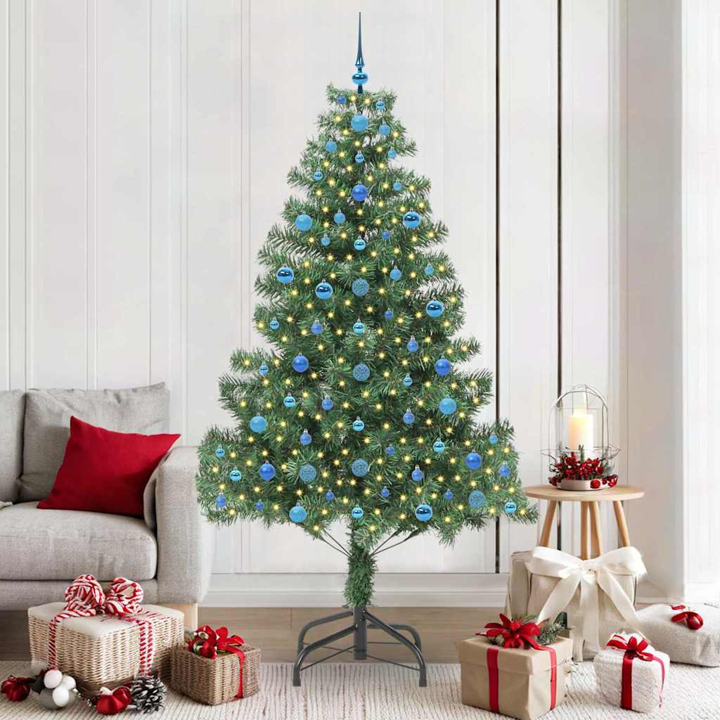 vidaXL Weihnachtsbaum mit 300 LEDs mit Ständer Grün 210 cm PVC