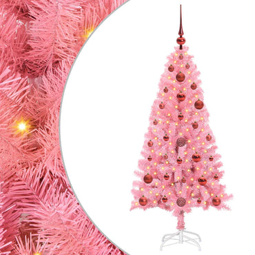 vidaXL Weihnachtsbaum mit 150 LEDs mit Ständer Rosa 120 cm PVC