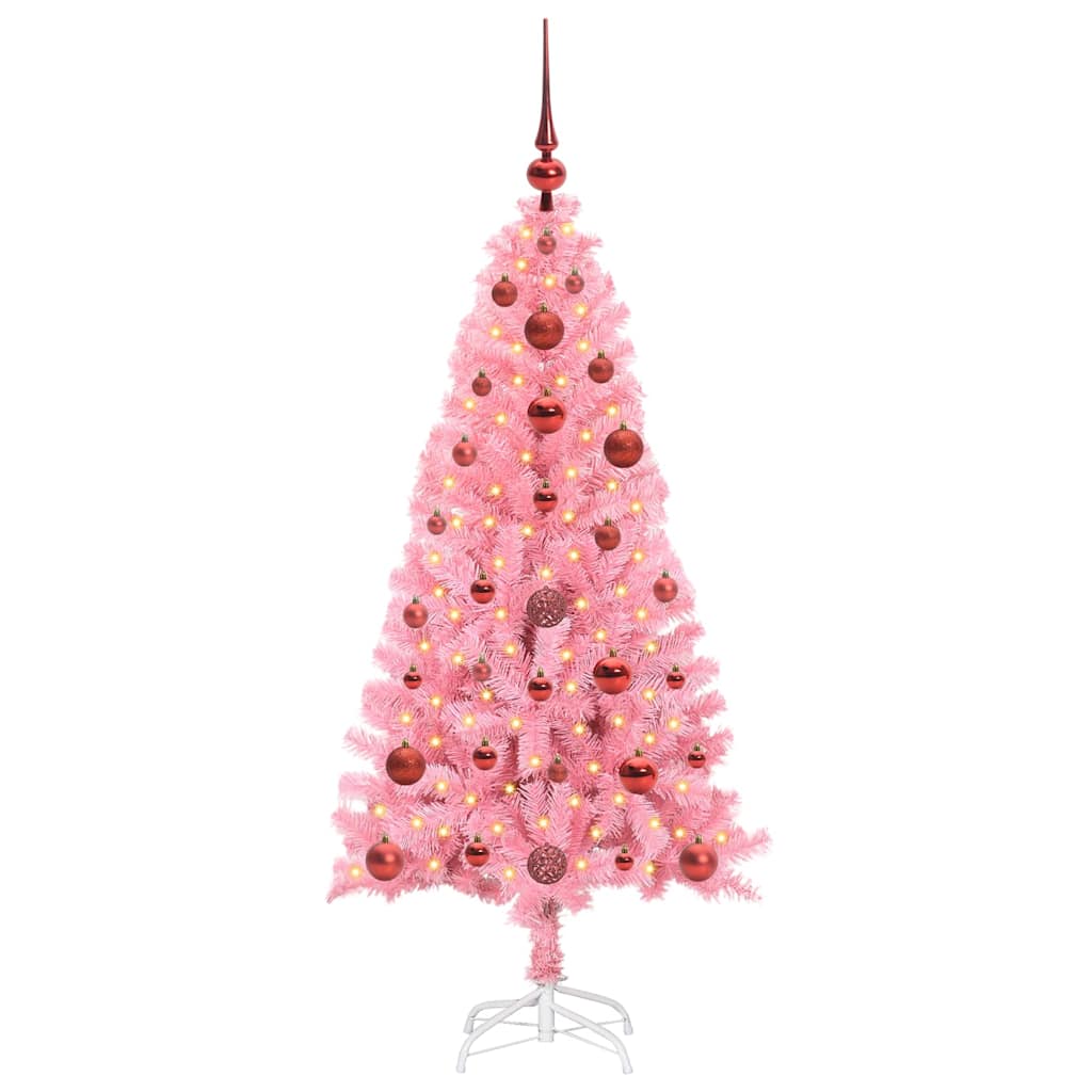Weihnachtsbaum mit 150 LEDs mit Ständer Rosa 120 cm PVC