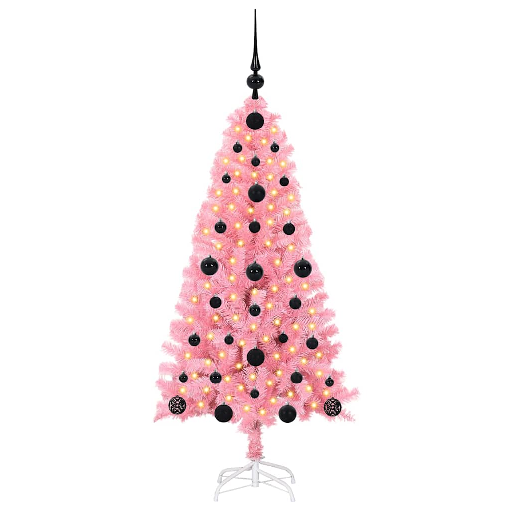 Weihnachtsbaum mit 150 LEDs mit Ständer Rosa 120 cm PVC