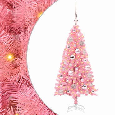 vidaXL Weihnachtsbaum mit 150 LEDs mit Ständer Rosa 120 cm PVC