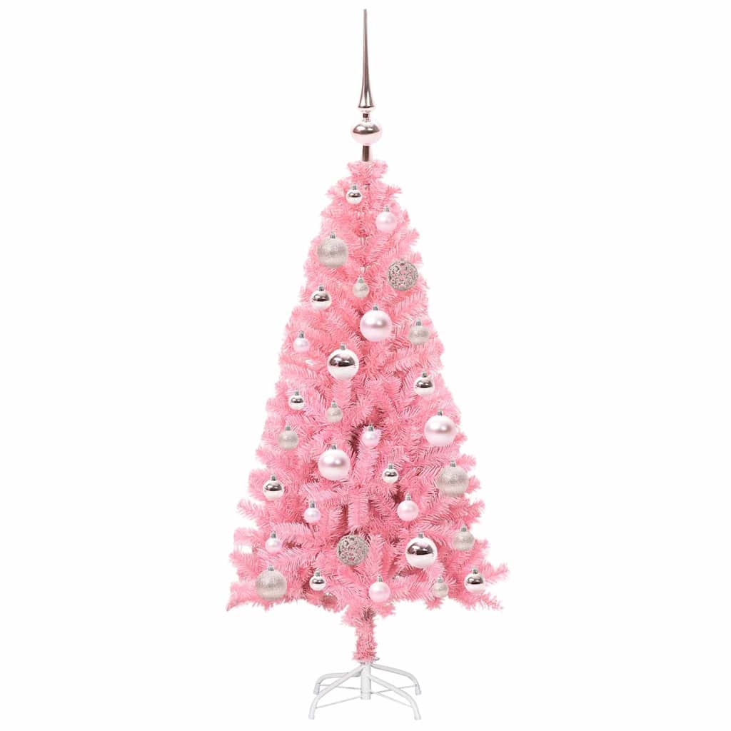 vidaXL Weihnachtsbaum mit 150 LEDs mit Ständer Rosa 120 cm PVC