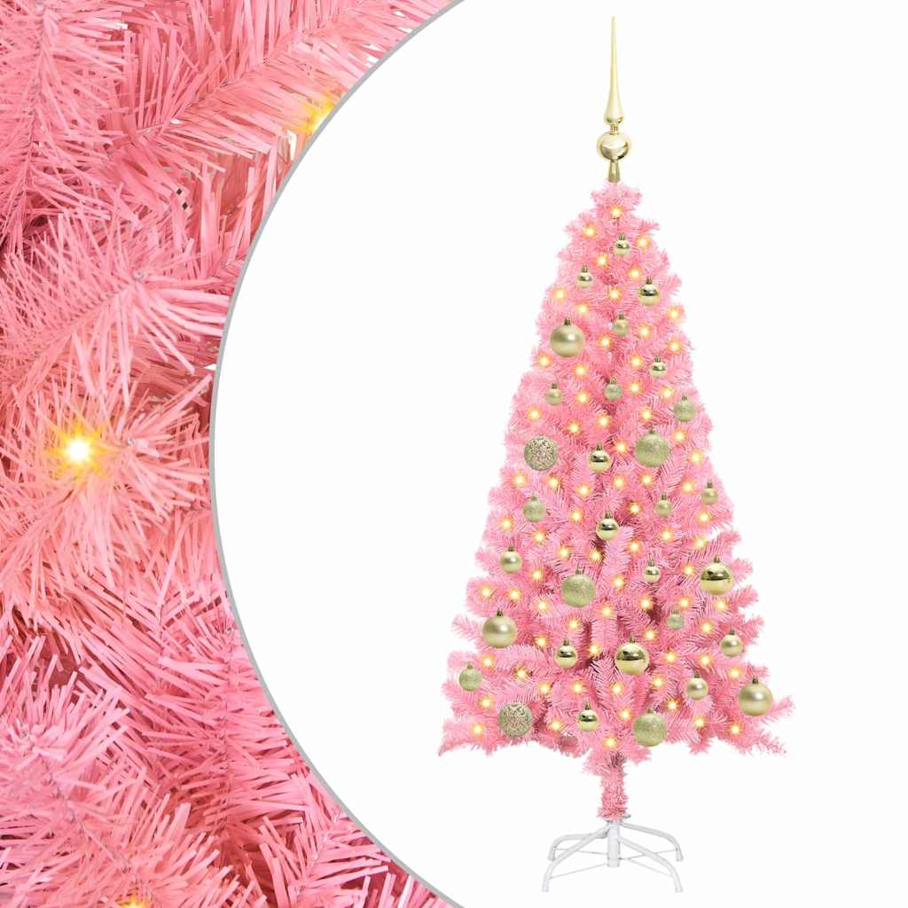 Weihnachtsbaum mit 150 LEDs mit Ständer Rosa 120 cm PVC
