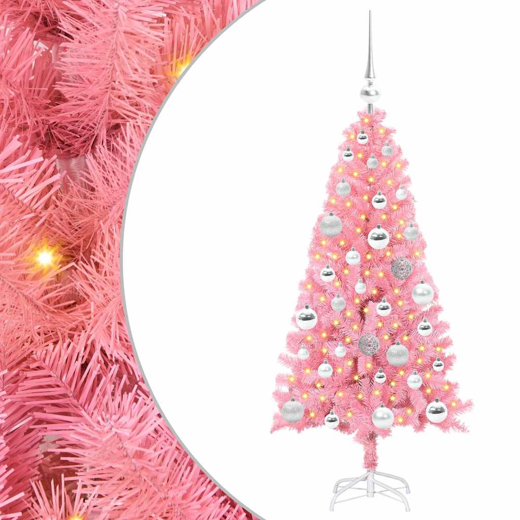 Weihnachtsbaum mit 150 LEDs mit Ständer Rosa 120 cm PVC