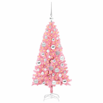 Weihnachtsbaum mit 150 LEDs mit Ständer Rosa 120 cm PVC