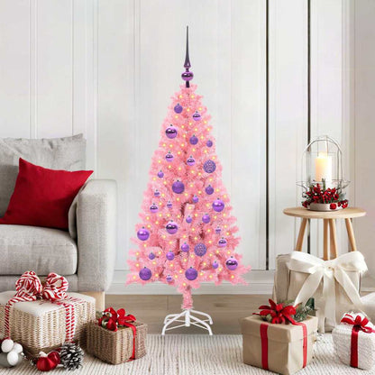 vidaXL Weihnachtsbaum mit 150 LEDs mit Ständer Rosa 120 cm PVC