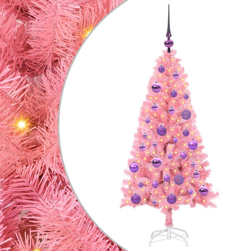 vidaXL Weihnachtsbaum mit 150 LEDs mit Ständer Rosa 120 cm PVC
