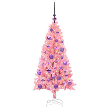 vidaXL Weihnachtsbaum mit 150 LEDs mit Ständer Rosa 120 cm PVC