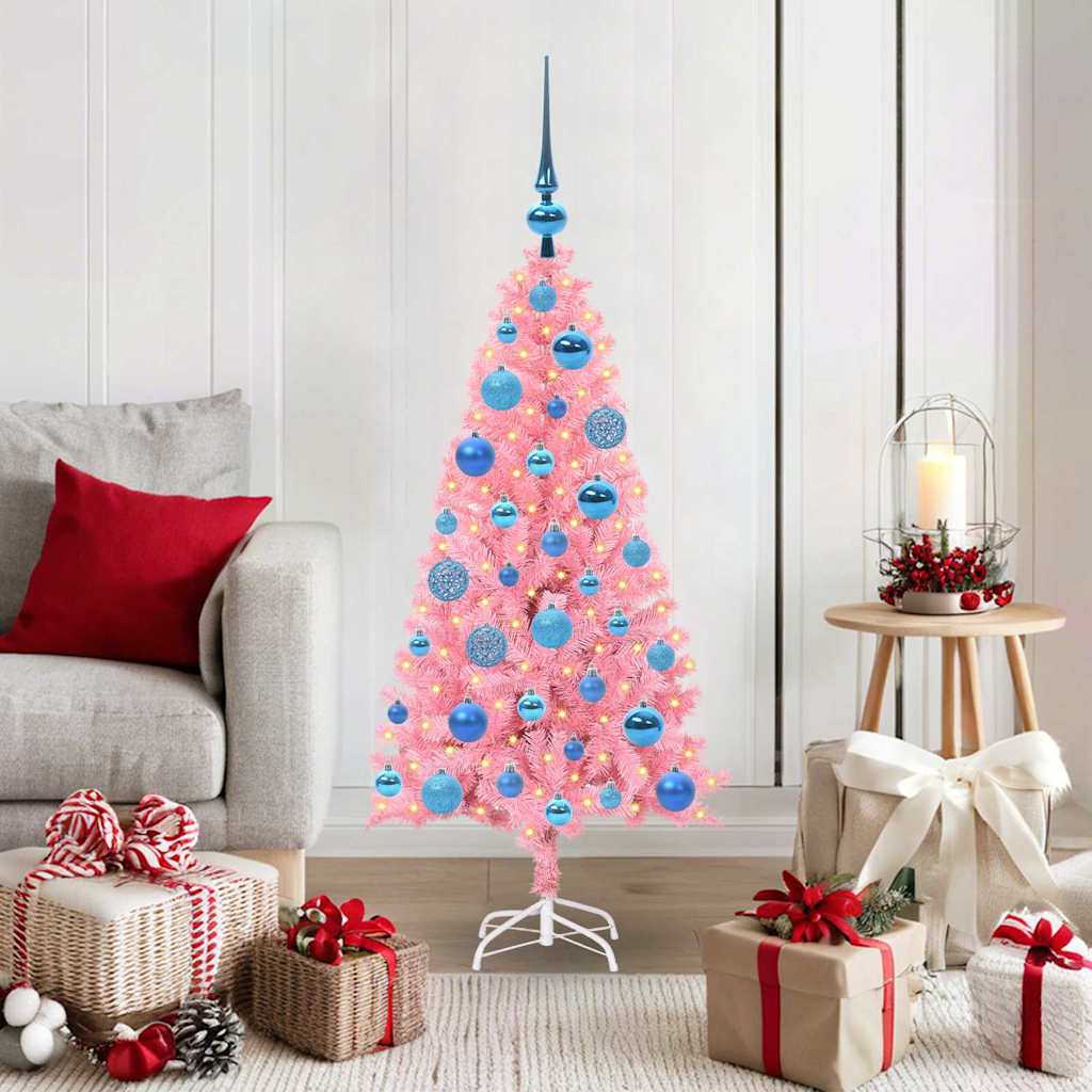 vidaXL Weihnachtsbaum mit 150 LEDs mit Ständer Rosa 120 cm PVC