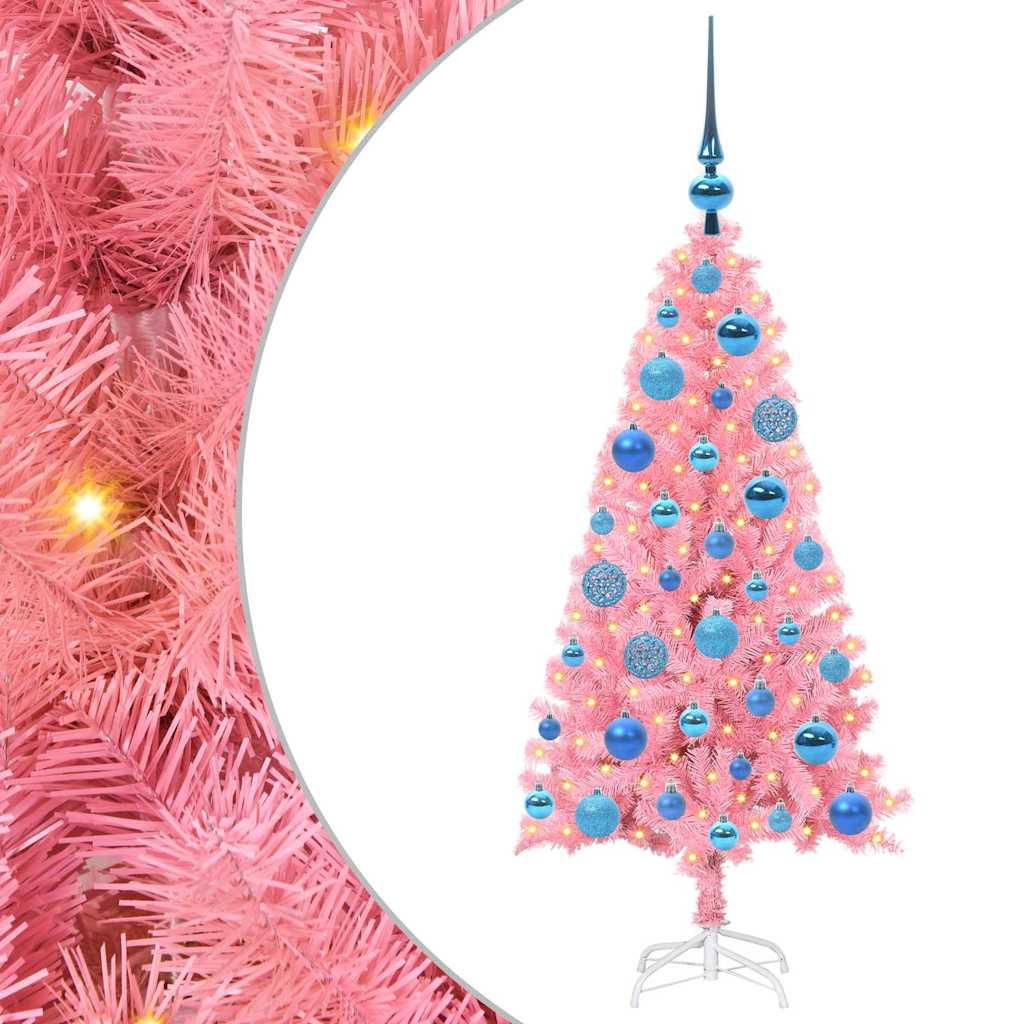 vidaXL Weihnachtsbaum mit 150 LEDs mit Ständer Rosa 120 cm PVC