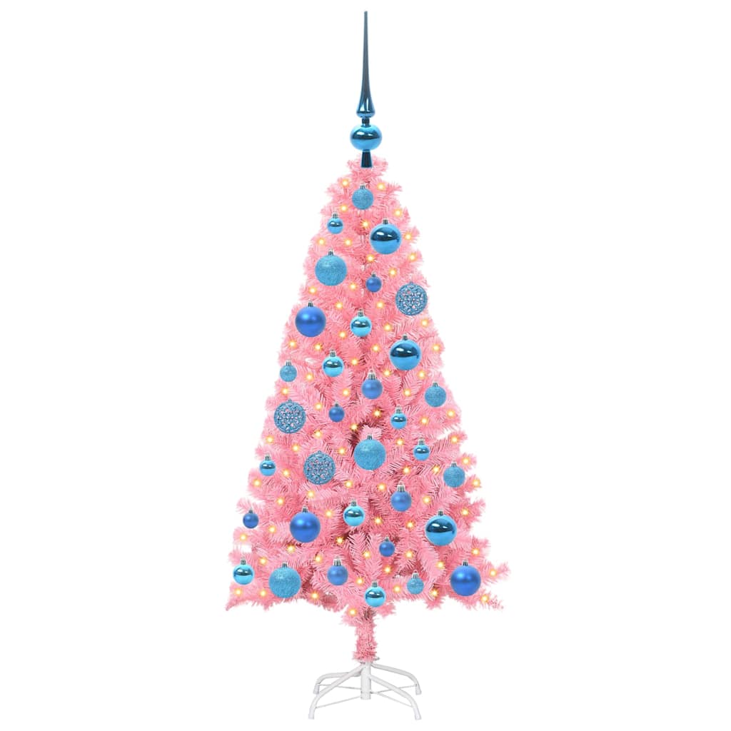 vidaXL Weihnachtsbaum mit 150 LEDs mit Ständer Rosa 120 cm PVC