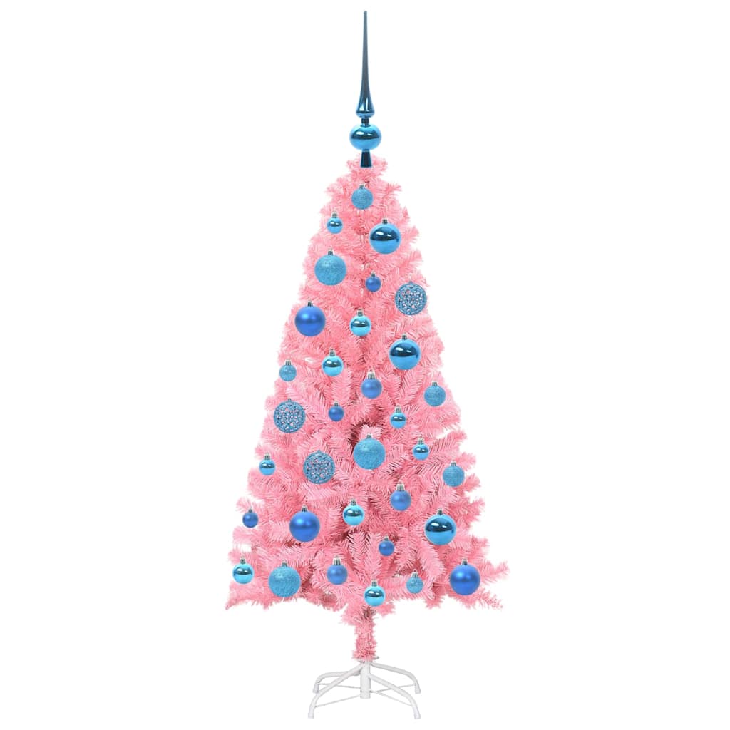 vidaXL Weihnachtsbaum mit 150 LEDs mit Ständer Rosa 120 cm PVC