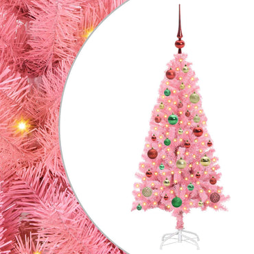 vidaXL Weihnachtsbaum mit 150 LEDs mit Ständer Rosa 120 cm PVC