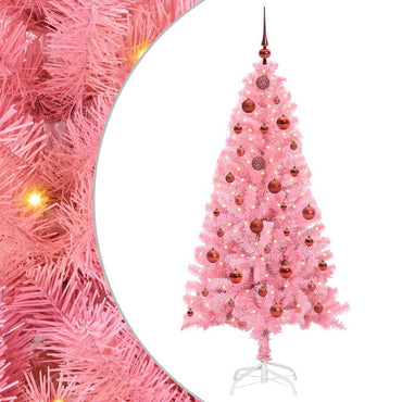 vidaXL Sapin de Noël avec 150 LED et support Rose 150 cm PVC