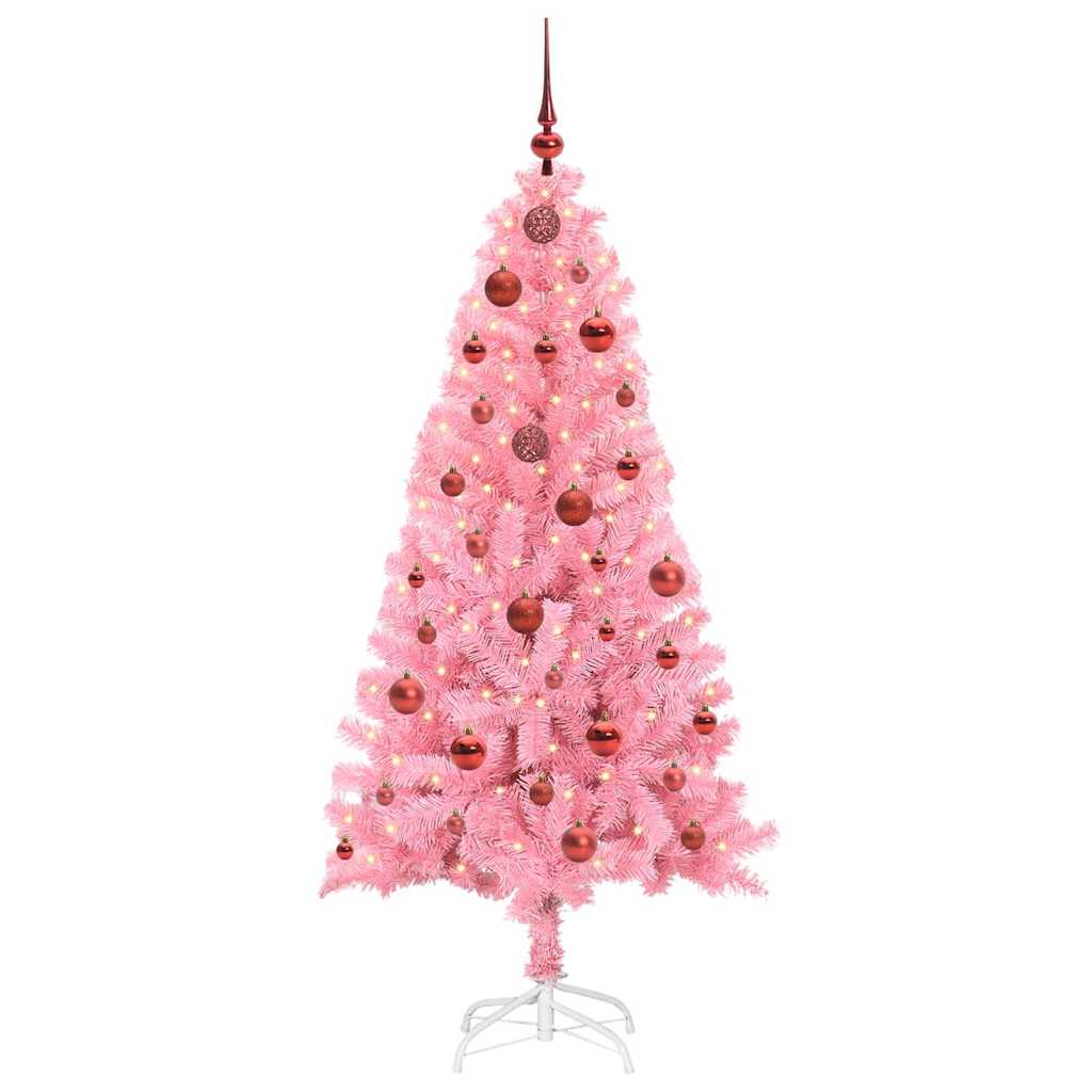 vidaXL Sapin de Noël avec 150 LED et support Rose 150 cm PVC