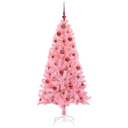 vidaXL Sapin de Noël avec 150 LED et support Rose 150 cm PVC