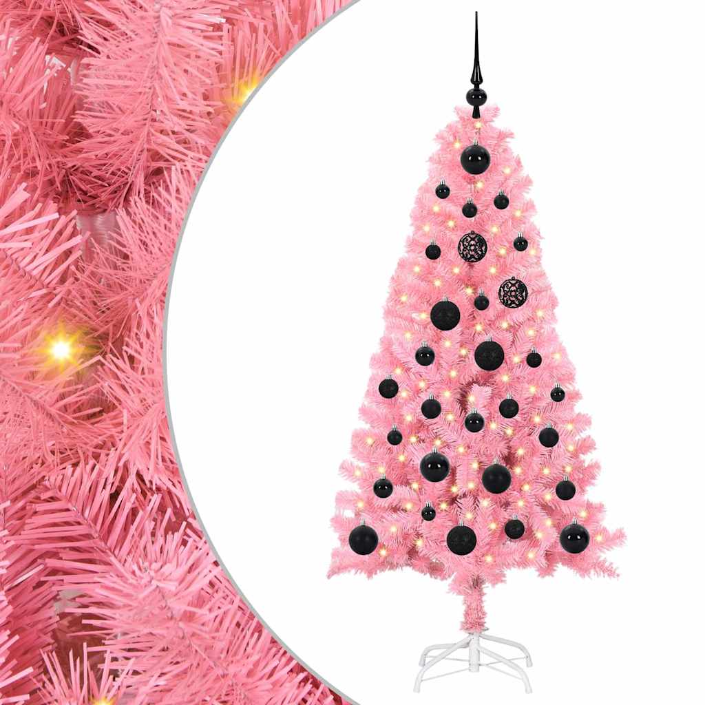 Weihnachtsbaum mit 150 LEDs mit Ständer Rosa 150 cm PVC
