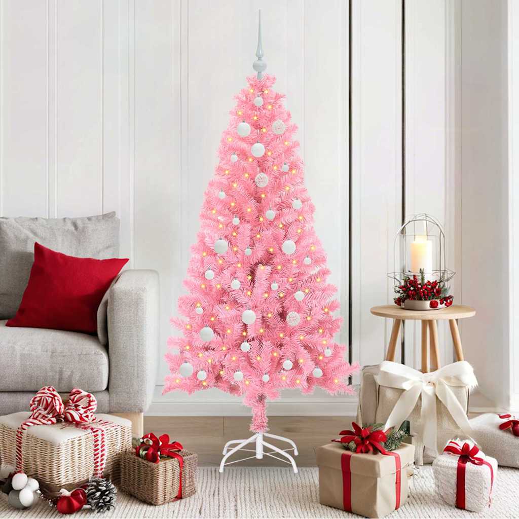 vidaXL Weihnachtsbaum mit 150 LEDs mit Ständer Rosa 150 cm PVC