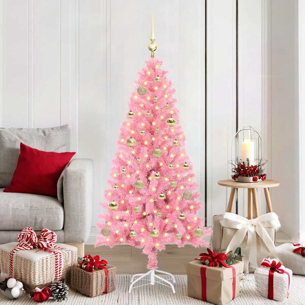 vidaXL Weihnachtsbaum mit 150 LEDs mit Ständer Rosa 150 cm PVC