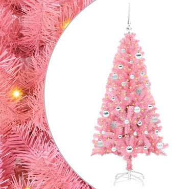 vidaXL Sapin de Noël avec 150 LED et support Rose 150 cm PVC